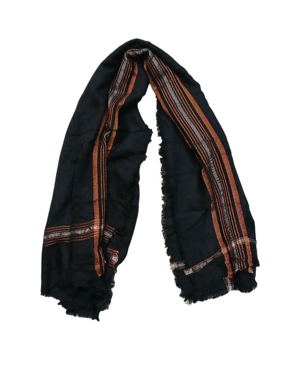 Gucci Vintage Pre-Owned Black Copper Silver Stripe Scarf Shawl Wrap